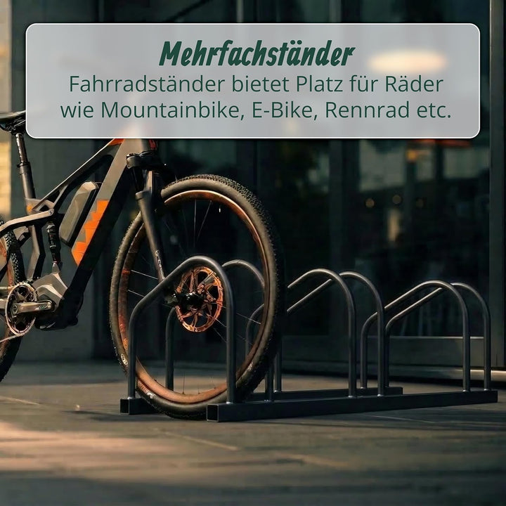 Relaxdays Fahrradständer Boden &amp; Wandmontage, 3 Räder, bis 65 mm Reifenbreite, Garage, Hof, Reihenpa
