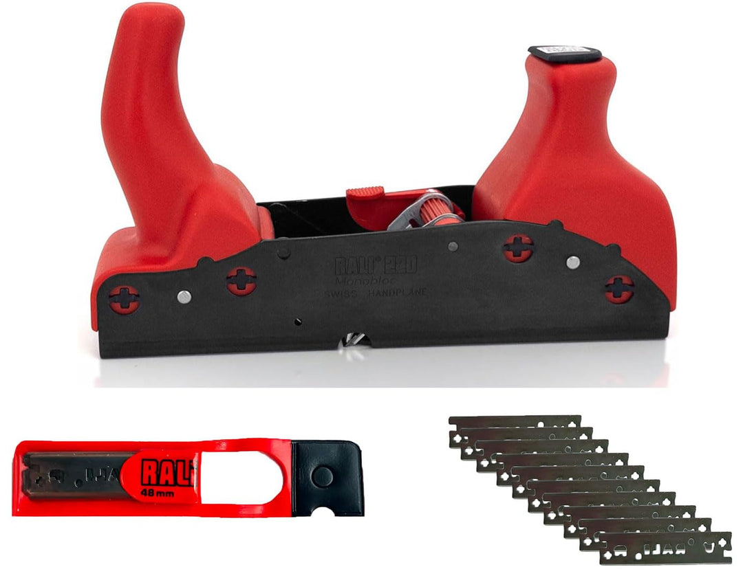 Set RALI 220 Monobloc + 10 Chromstahl-Messer: Profi Handhobel ohne Nachschärfen mit ultraschneller M