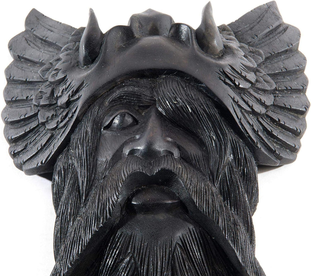 Windalf Handmade Vikings Schwarzes Deko-Holzbild Odin 40 cm Wikinger Wotan Wandbild Nachhaltiges Hol
