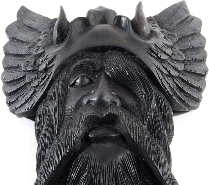 Windalf Handmade Vikings Schwarzes Deko-Holzbild Odin 40 cm Wikinger Wotan Wandbild Nachhaltiges Hol
