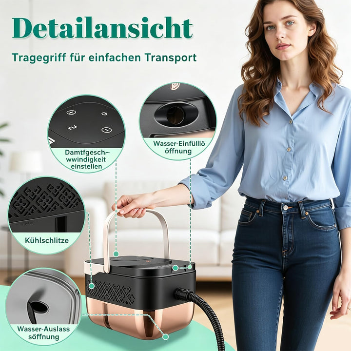 2500W Handdampfreiniger mit 4 Bar Druck – 10 Sek. Aufheizzeit
