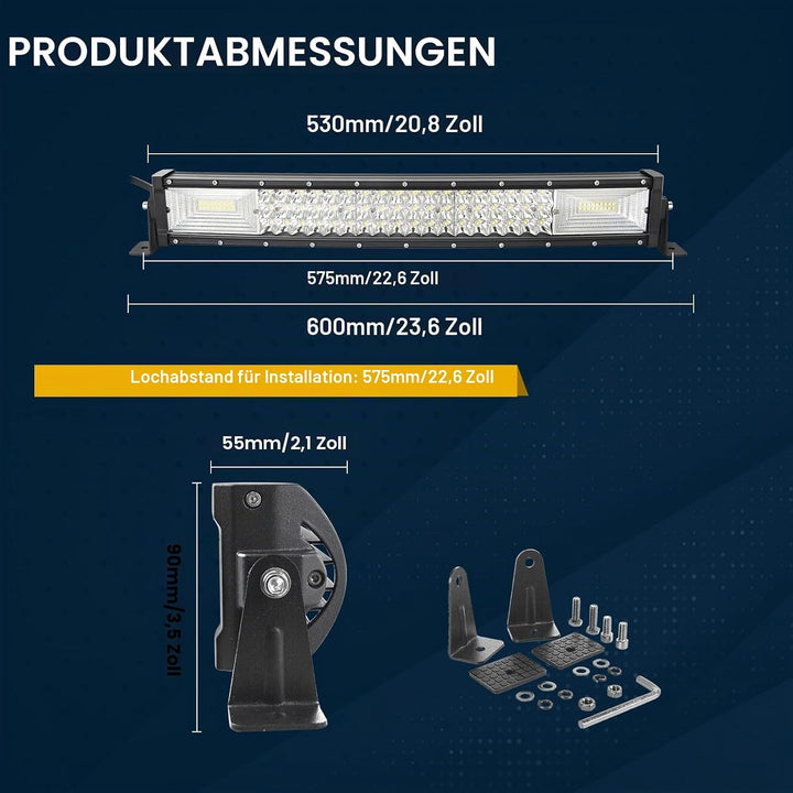 SKYWORLD Gebogen LED Arbeitsscheinwerfer Bar, 22 Zoll 55.8cm 270W Scheinwerfer Flutlicht Combo Offro
