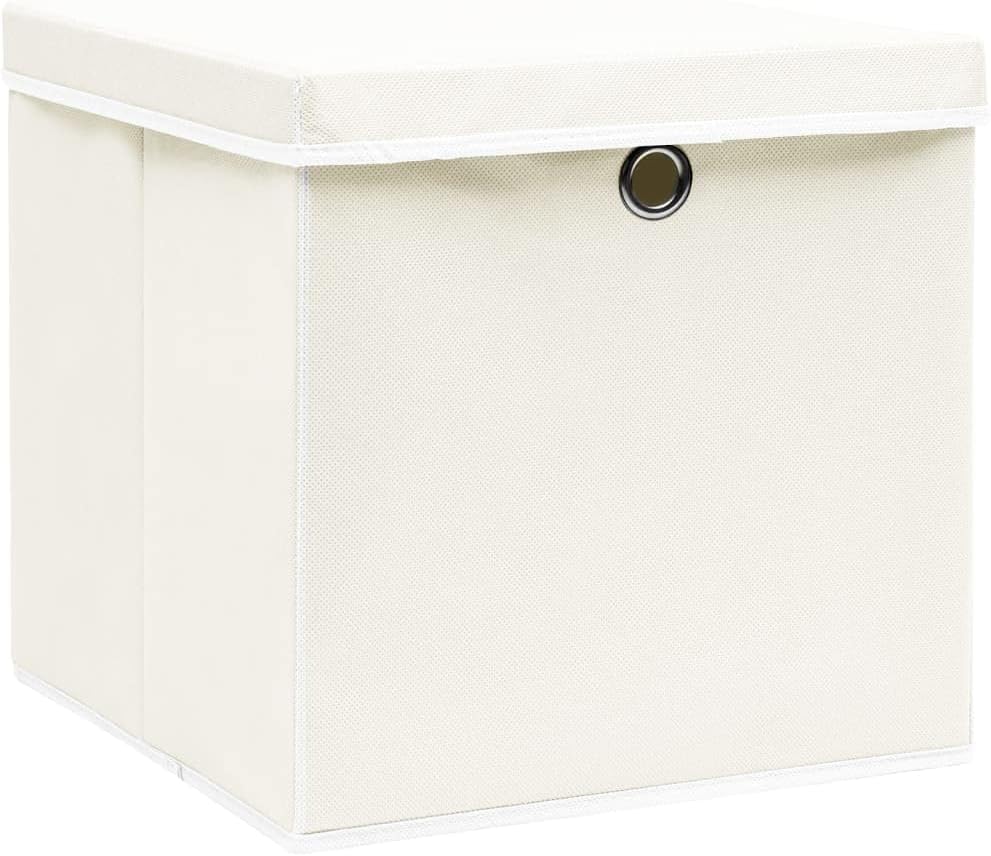 WIFESE 4 Stück Aufbewahrungsbox Mit Deckel 32X32X32 cm Faltbox Mit Fingerloch Storage Boxes Faltbare
