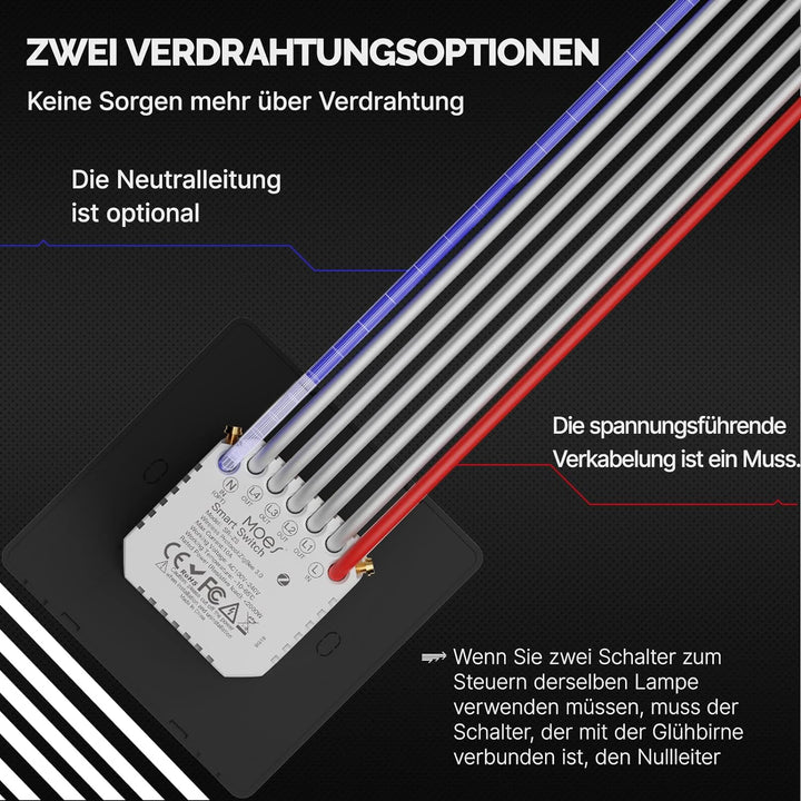 MOES Star Ring Series Smart Lichtschalter(ohne Neutralleiter)-ZigBee Smart Wall Switch mit Szenenste