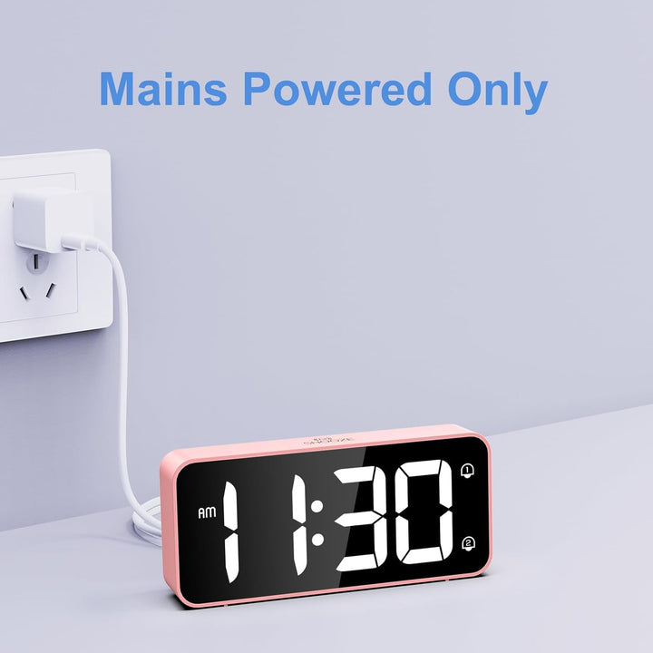 LATEC Wecker Digital, LED Digitaler Wecker mit 2 Alarme Snooze, Digital Uhr mit USB-Ladeanschluss, 0
