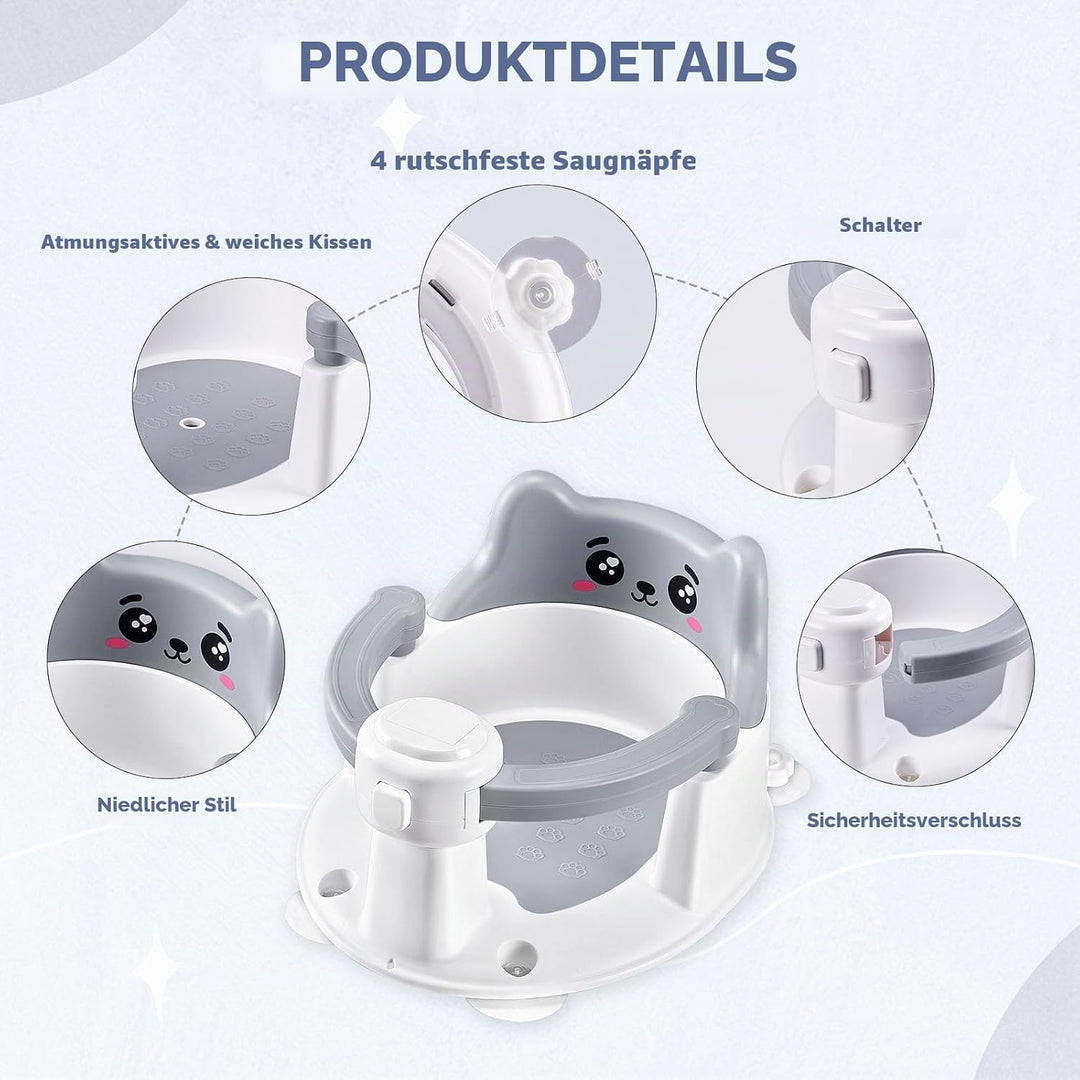 Badewannensitz Baby ab 6 Monate, Badesitz Baby Badewanne Sitz, Rutschfester badesitz baby mit 4 Saug