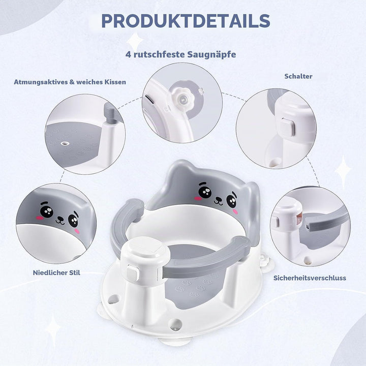 Badewannensitz Baby ab 6 Monate, Badesitz Baby Badewanne Sitz, Rutschfester badesitz baby mit 4 Saug