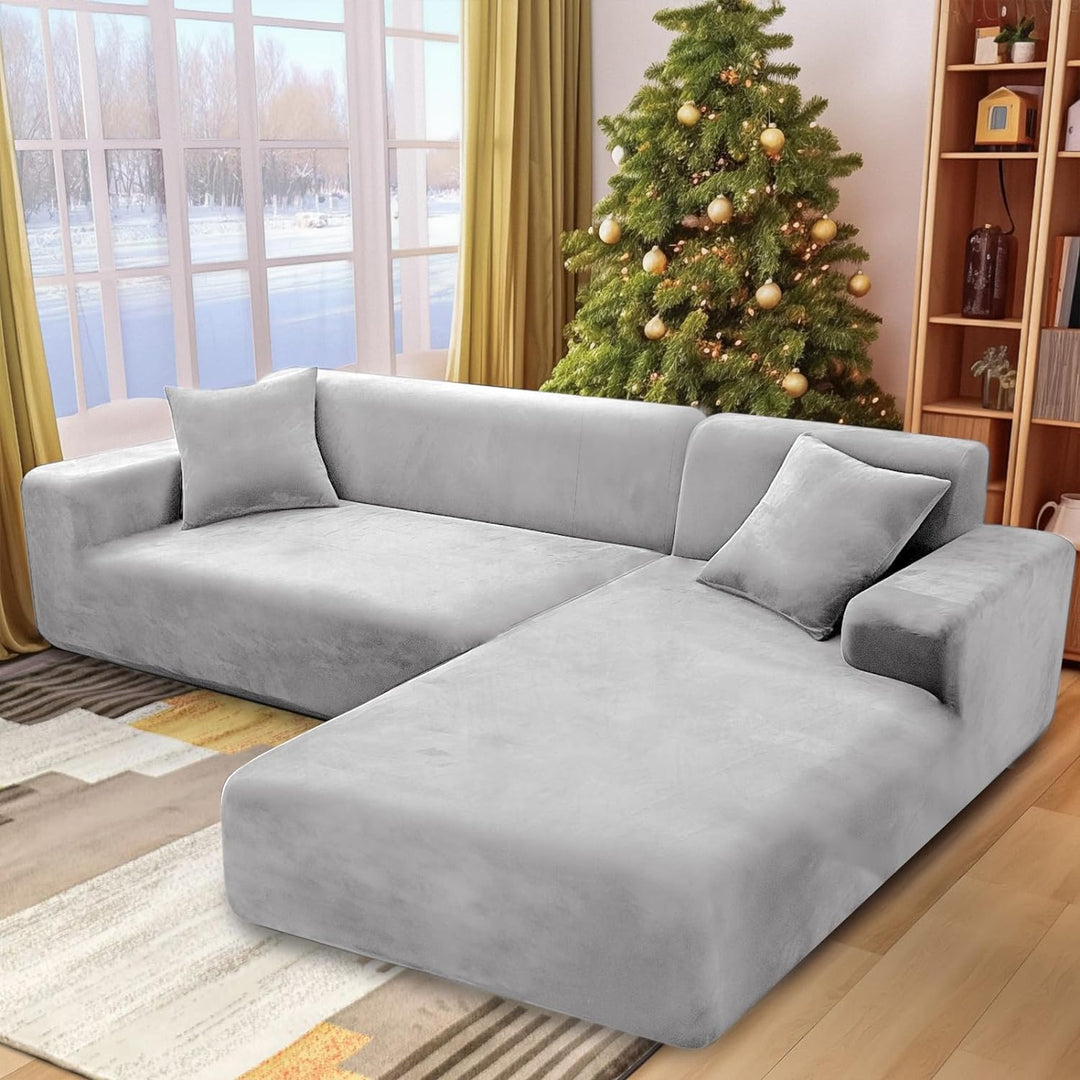 NAKIHOUSE Dicke Samt Sofa Überwürfe Sofabezug mit einem Kissenbezug, Superweicher Elastische Sofa Ab