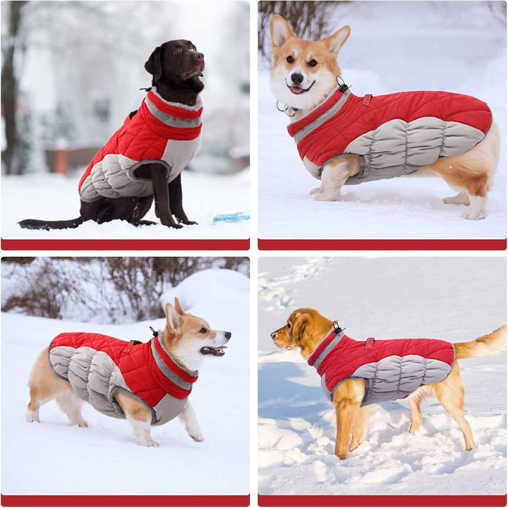 Kuoser Hundejacke Wintermantel für Grosse Hunde - Wasserdichte Winterweste Mit Geschirr - Warme Jack