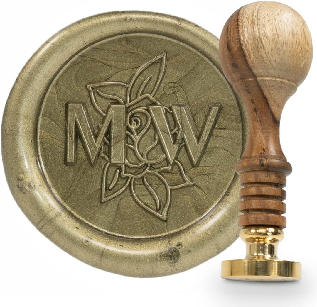 gravurART Siegelstempel personalisiert mit Initialen - Einladungen, Save the Date zur Hochzeit mit W