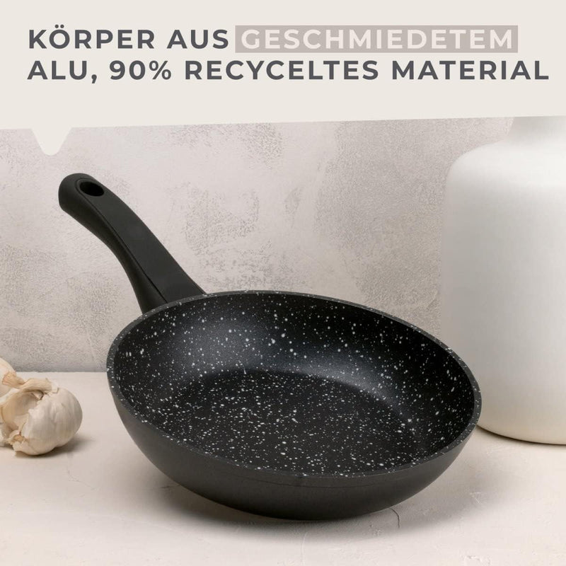 Fackelmann Bratpfannen Set Marble 20 cm & 28 cm, Antihaft-Pfannen aus 90% recyceltem Aluminium mit e
