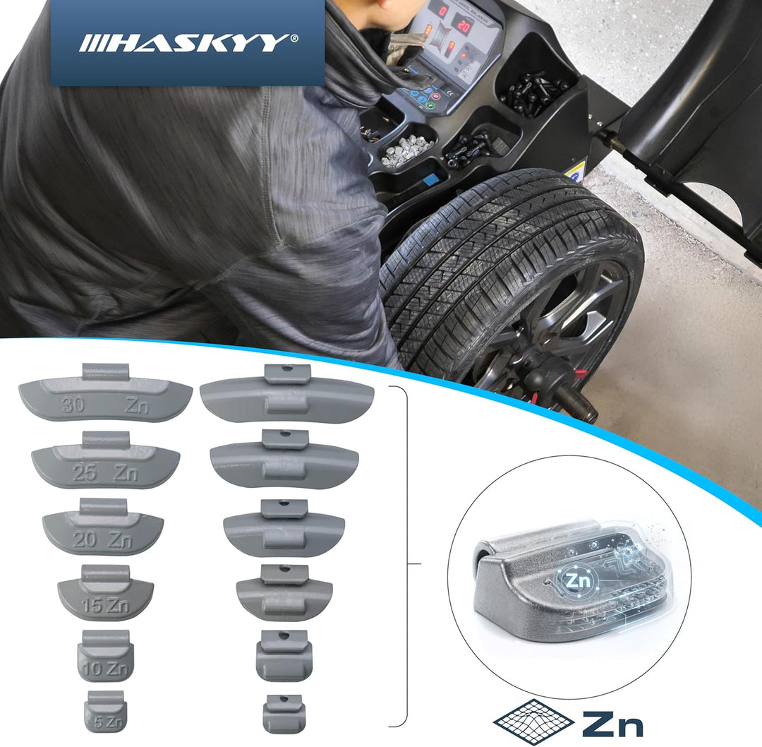 HASKYY 225x Schlaggewichte STAHLFELGEN Auswuchtgewichte Wuchtgewichte 5-30g Sortiment, Stahl