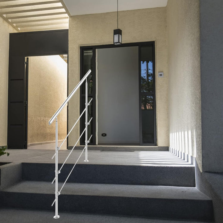Jopassy Edelstahl Handlauf Geländer,Treppengeländer mit 3 Querstreben, Eingangsgeländer für Balkon T