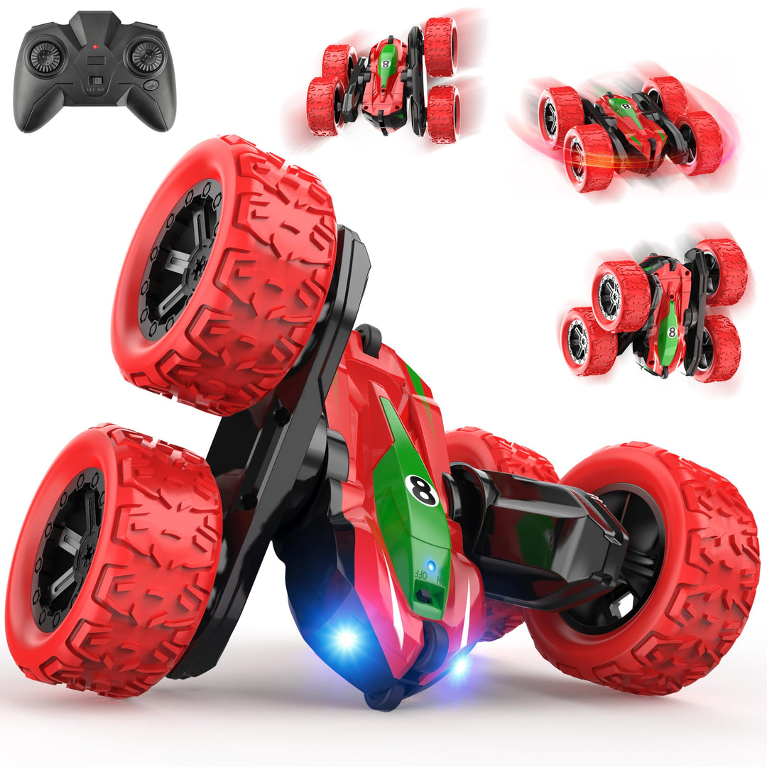 Ferngesteuertes Auto für Kinder, 4 x 4 RC ferngesteuertes Auto Akrobatik mit Licht Spiele Kinder 3 4