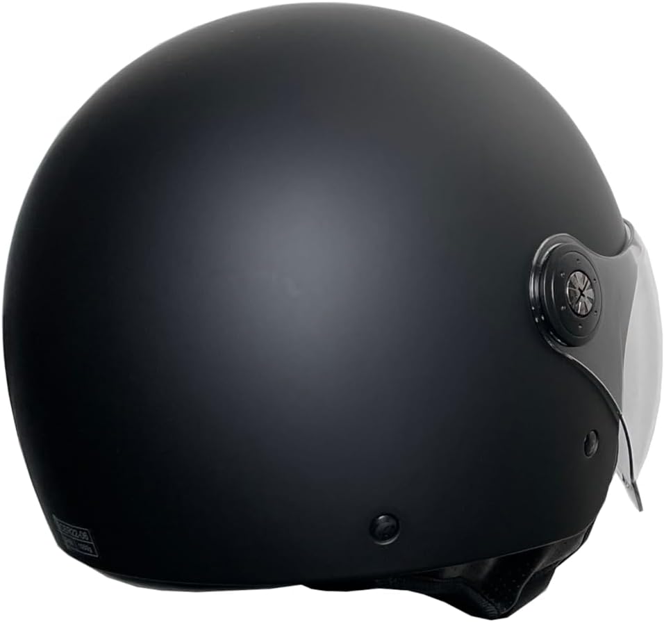 Jethelm Helm Motorradhelm RALLOX 588 Skull Grösse L matt schwarz mit Sonnenvisier, L