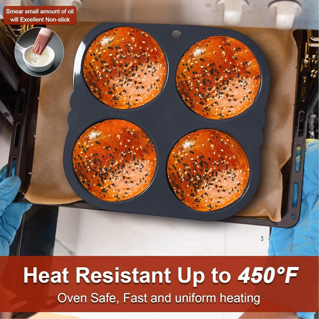 Dpofirs Brötchenform mit Vier Becher, Mini Burger Brötchen Ebensmittelechtem Silikonmaterial, Burger