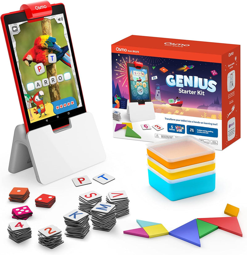 Osmo - Genius Starter Kit für Fire-Tablet - 5 Lernspiele - 6-10 Jahre - Mathematik, Rechtschreibung,