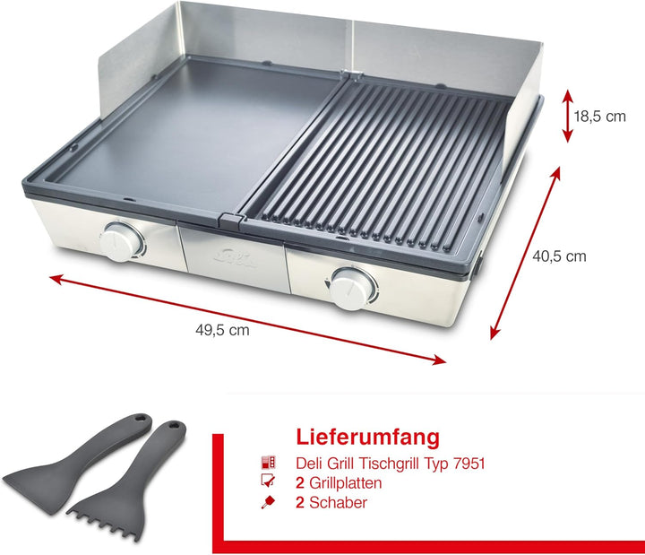 Solis Deli Grill 7951 - Elektrogrill - Grill Inklusive Spritzschutz und 2 Spachteln - Tischgrill Ele