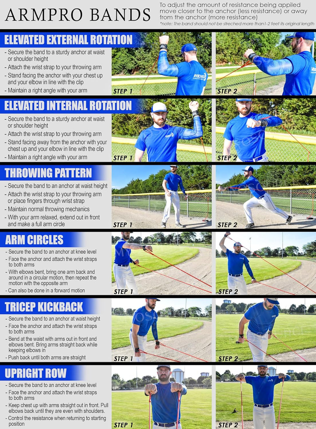 Arm Pro Bands Widerstandsbänder für Baseball und Softball Armkraft und Konditionierung Erhältlich in