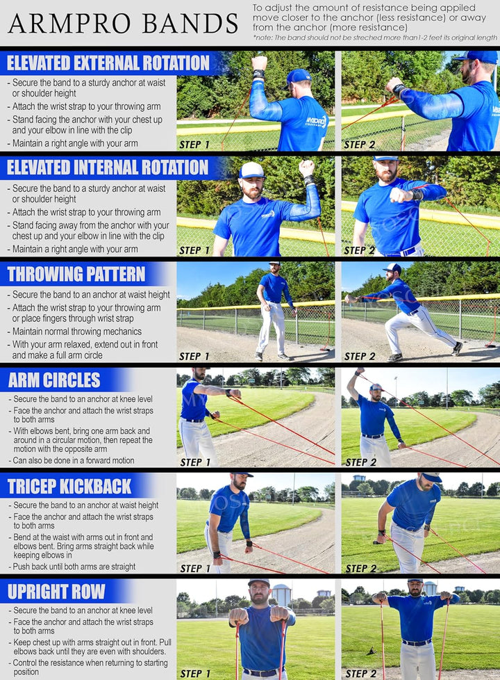 Arm Pro Bands Widerstandsbänder für Baseball und Softball Armkraft und Konditionierung Erhältlich in