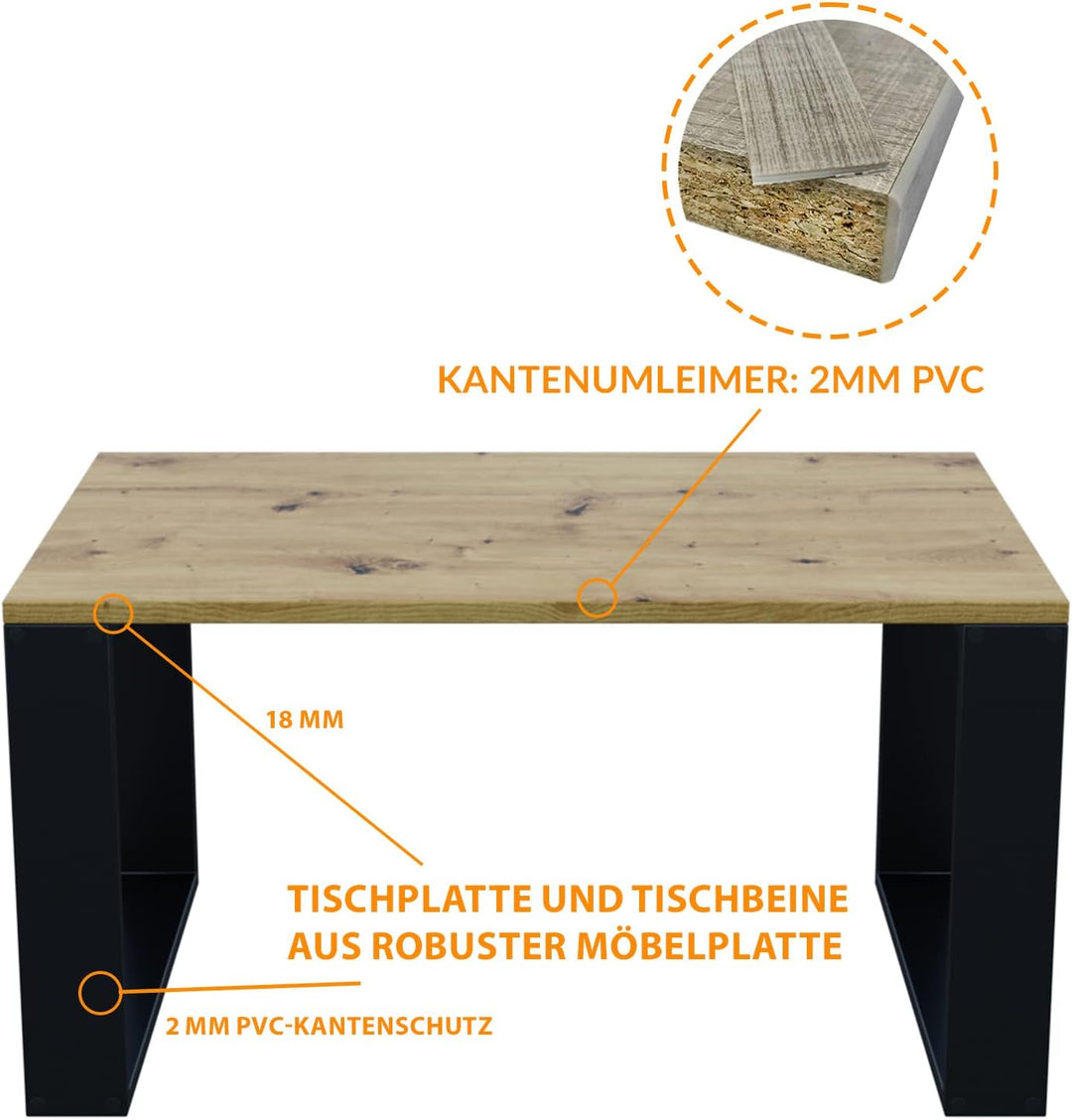 AKKE Couchtisch Wohnzimmertisch Beistelltisch Tisch Für Wohnzimmer Artisan Oak Yellow 90 x 60 x 55 L