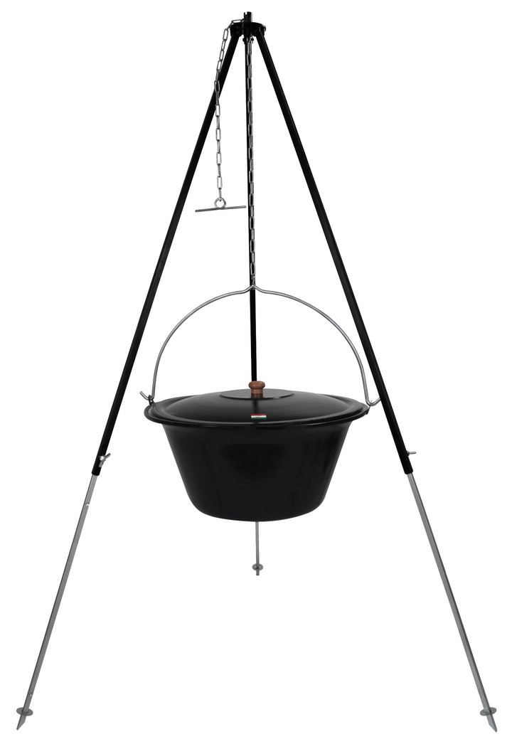 Gulaschkessel Gulaschtopf Set 30 Liter emailliert mit Deckel und Teleskop Dreibein 180 cm durch Kett