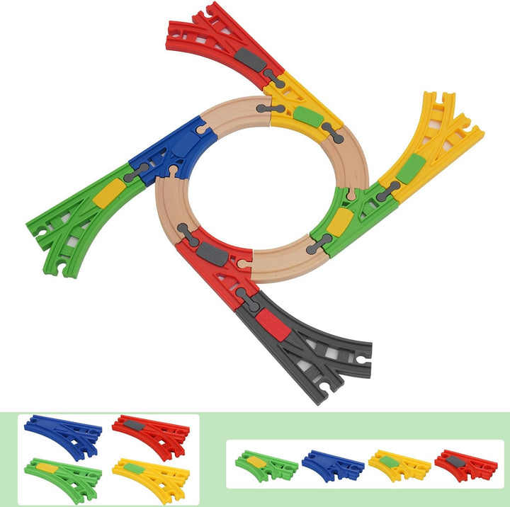 18 Stück Holzeisenbahn Erweiterung Zubehör 8 Holzeisenbahn Weichen Verstellbar4 Flexible Schienen 6