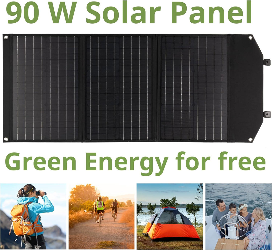 Bresser Solar Ladegerät 90W mit 1x DC- und 3x USB-A-Anschlüssen inkl. USB-A-Buchse mit QC3.0 zur Sch