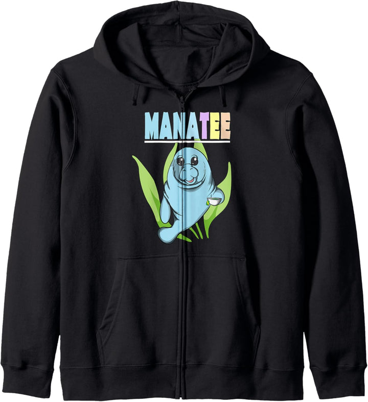 Süsse Seekuh mit Tee Manatee Manati Dugong Tiere Meerestier Kapuzenjacke