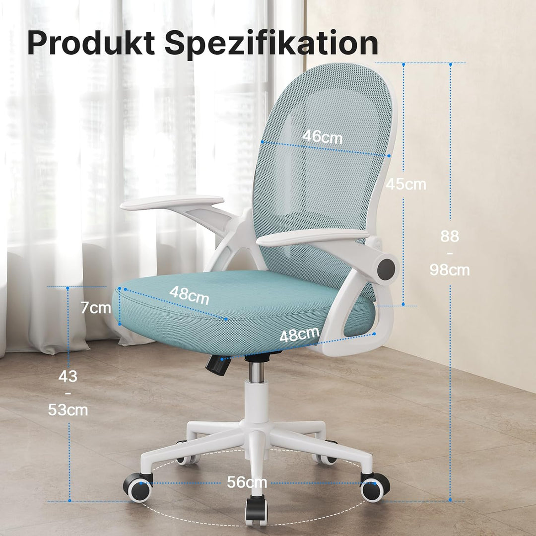 naspaluro Bürostuhl, Ergonomischer Schreibtischstuhl mit Atmungsaktiv Netzbespannung, Hochklappbare