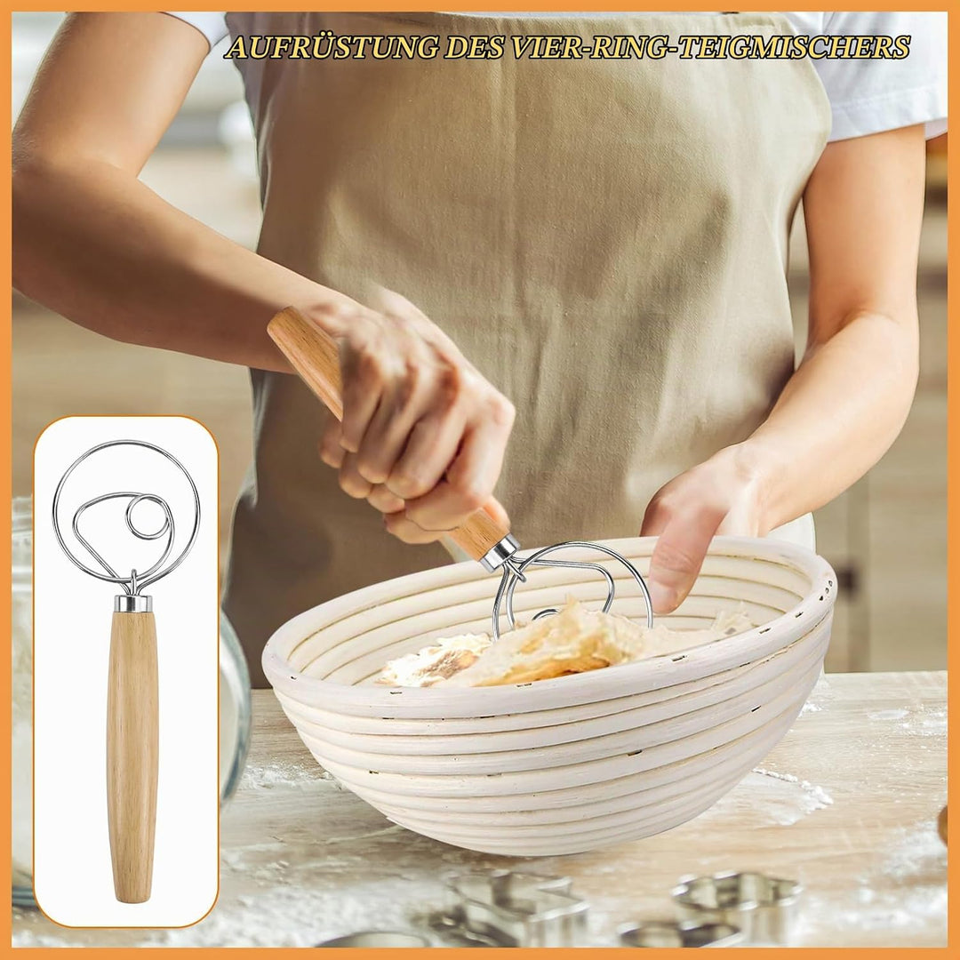 2 Stück Gärkörbchen für brot, Gärkorb Brot Set, 100% natürlichem Rattan, Brot 23cm Rund &amp; 24,5cm Ova