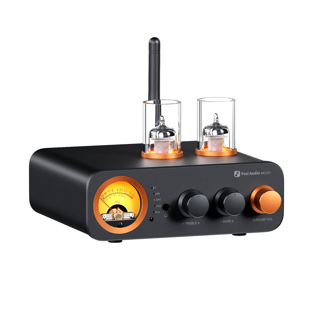 Fosi Audio MC331 Röhrenvollverstärker mit DAC, 2 Kanal Heim Stereo Audio Verstärker für HiFi Regalla
