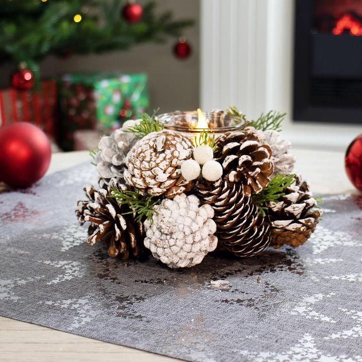 COM-FOUR® Teelichthalter - dekorativer Kerzenständer für Weihnachten und Herbst - Kerzenhalter mit n