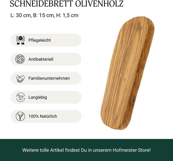 HOFMEISTER® Olivenholzbrett - Hochwertiges Holzschneidebrett für Grill & Küche - Perfekte Servierpla
