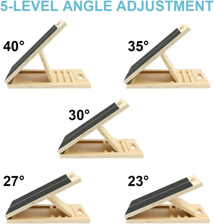 Tragbares Schrägbrett aus Holz, Wadendehner Balance Board, Klappbares Slant Board mit Einstellbarem