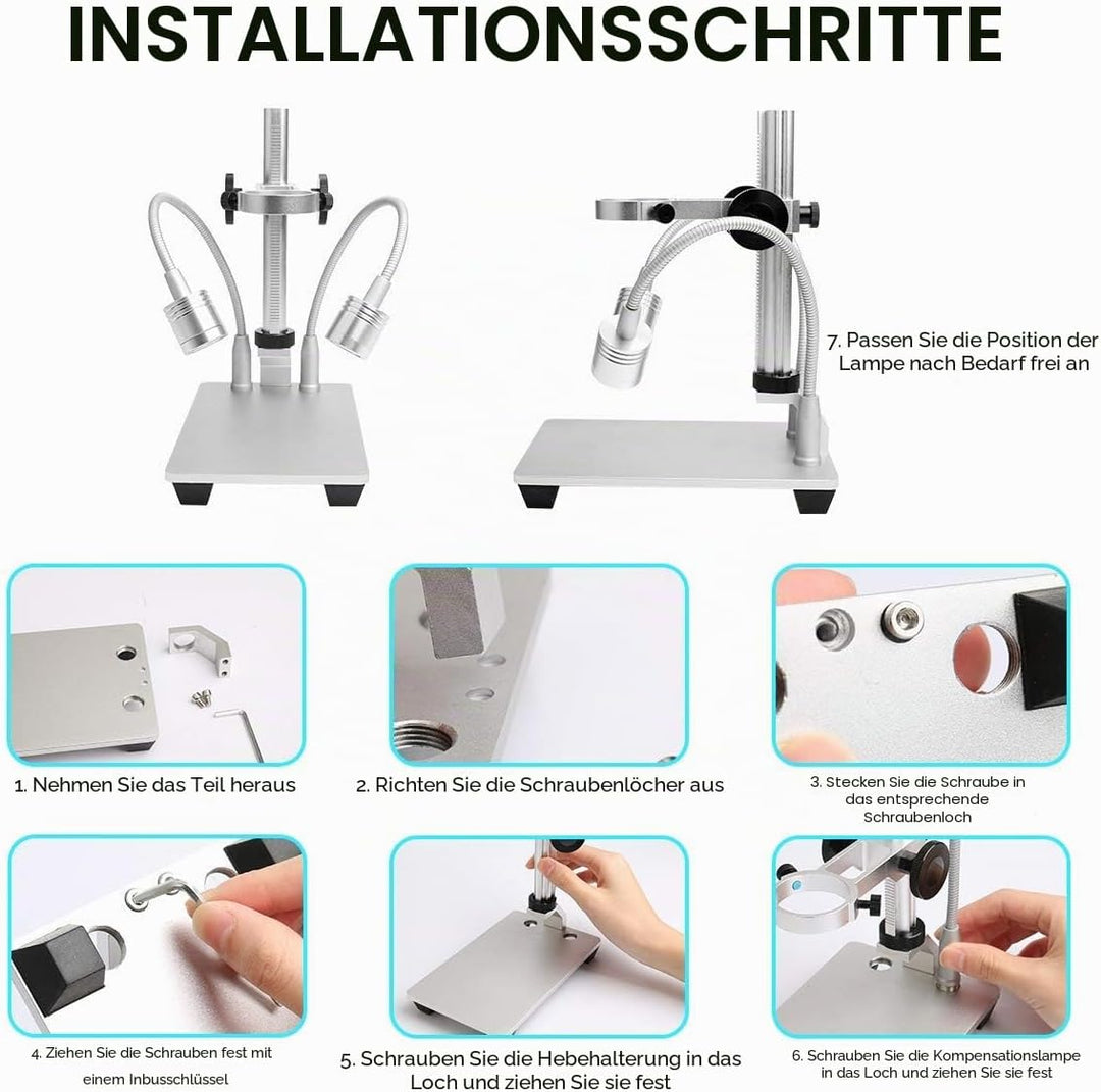 Aluminiumlegierungsständer für digitale USB/WiFi/LCD-Mikroskopkamera, Cainda Universal-Metallständer