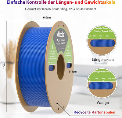 dikale PLA Pro 3D Drucker Filament 1.75mm, sauber gewickelt, 1KG/2.2lbs Spule PLA+ Nachfüllungen, Ma