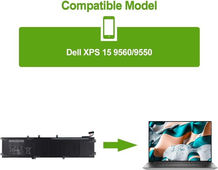 SwarKing Ersatz Akku Kompatibel mit Dell XPS 15 9550 9560 9570 7590 (Modell 2019) P56F001 P56F002 Pr