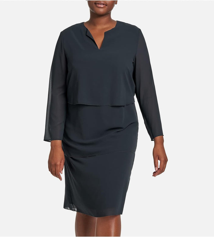 Samoon Damen 980999-29249 Kleid 50 Navy, 50 Navy