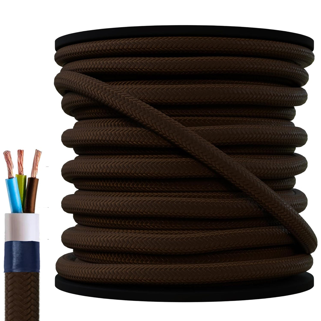 15 Meter 3 - adrig Textilkabel Stoffkabel Pendelleitung Lampenkabel Textile Cable 3x0,75 3G0,75 Grap