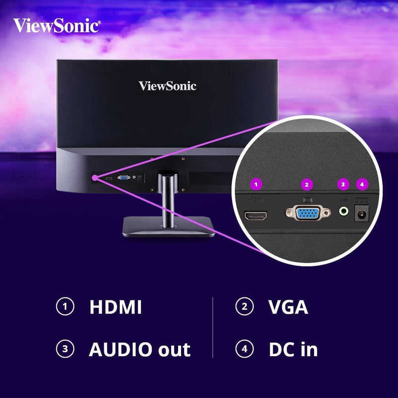 Viewsonic VA2432-MHD 60,5 cm (24 Zoll) Büro Monitor (Full-HD, IPS-Panel, HDMI, DP, VGA, Eye-Care, Ec