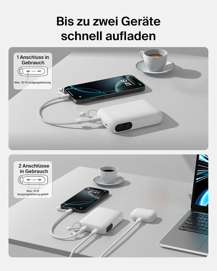 Belkin BoostCharge 10000mAh Power Bank, Digitale Akkuanzeige – Weiss, Weiss