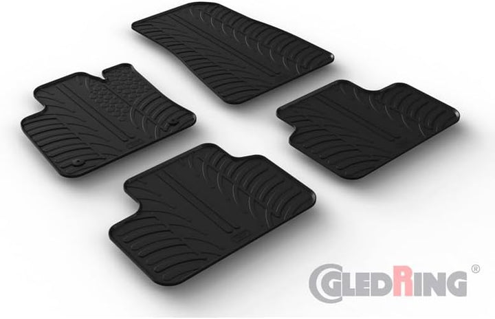 Gledring Satz Gummimatten kompatibel mit Volvo C40 Recharge 2021- (T Profil 4-teilig + Montage-Clips