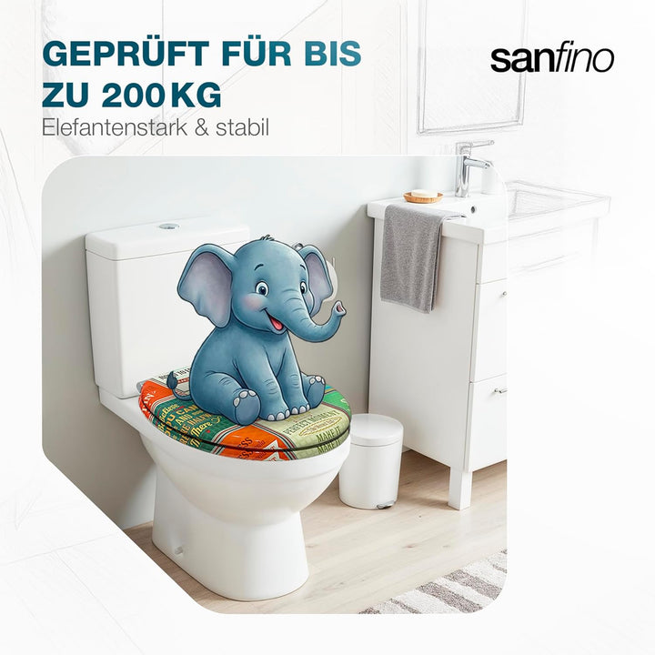 SANFINO® Premium WC Sitz mit Absenkautomatik – hochwertige Toilettendeckel aus Holz, viele bunte Mot