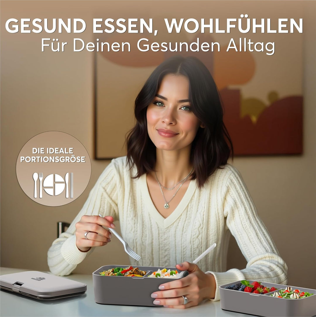 Umami Lunchbox Erwachsene, Verschachtelbar Auslaufsichere Bento Box mit 4 Bestecke & Fächern, Brotdo