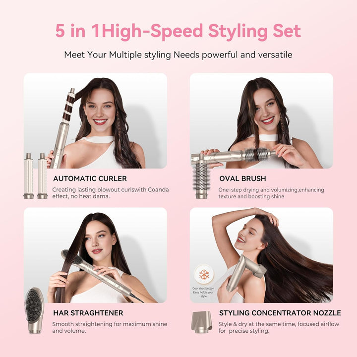 Atopskins 5 in 1 Air Styler set,Professioneller Haarstyler Set, 110000 U/Min Hairstyler, Rundbürsten