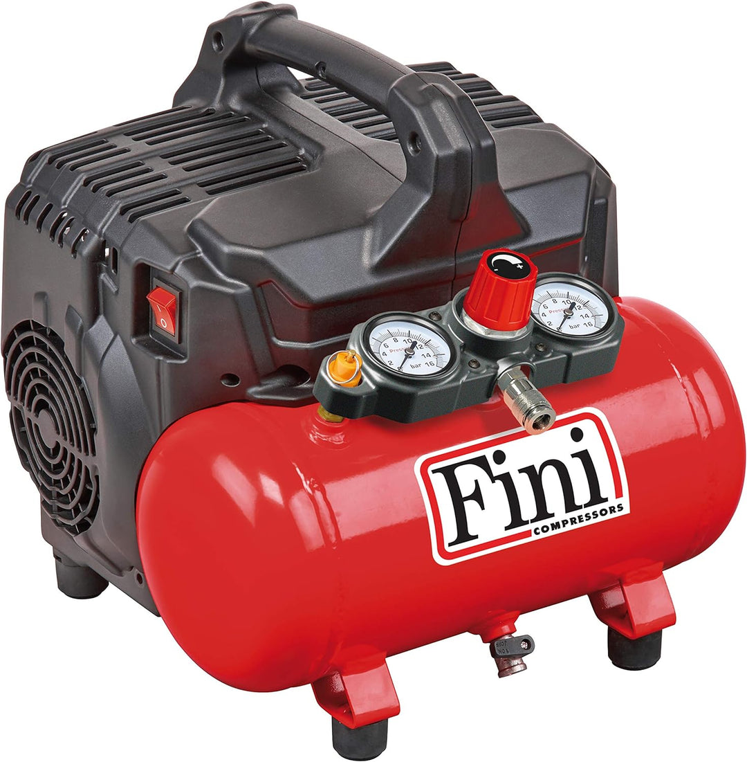 Fini D'aria Compressore Silenzioso 2 Manometri (59 dB) Silent Kompressor 2 Manometer (59dB), 6L, 1.0
