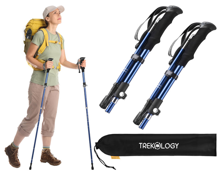 TREKOLOGY TREKZ SE Ultra-Leicht Trekkingstöcke/Wanderstöcke Faltbar - Nordic Walking Stöcke Für Dame