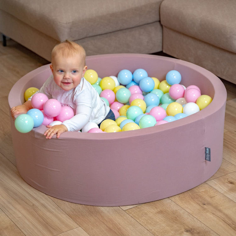 KiddyMoon Rund Bällebad Bällepool 90X30cm/200 Bälle ∅ 7Cm Ballgruben Für Babys Spielbad Kleinkinder,