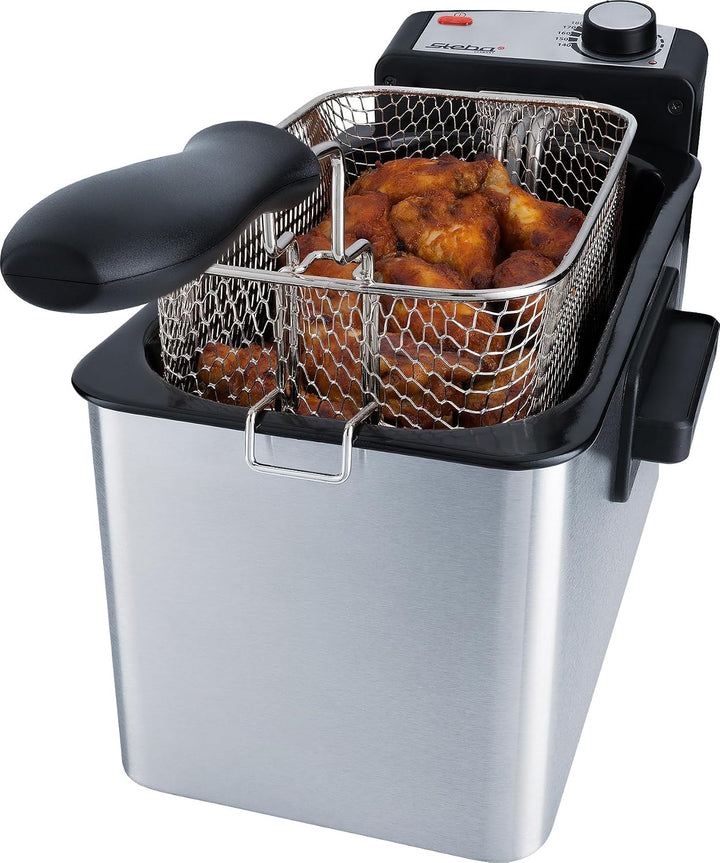 Steba DF 180 Edelstahl Fritteuse, Profi-Heizsystem, 3 L Metallic